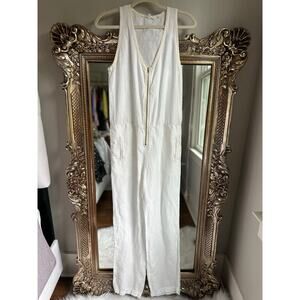 Imrie White Linen/Tencel/Silk Jumpsuit | Small
